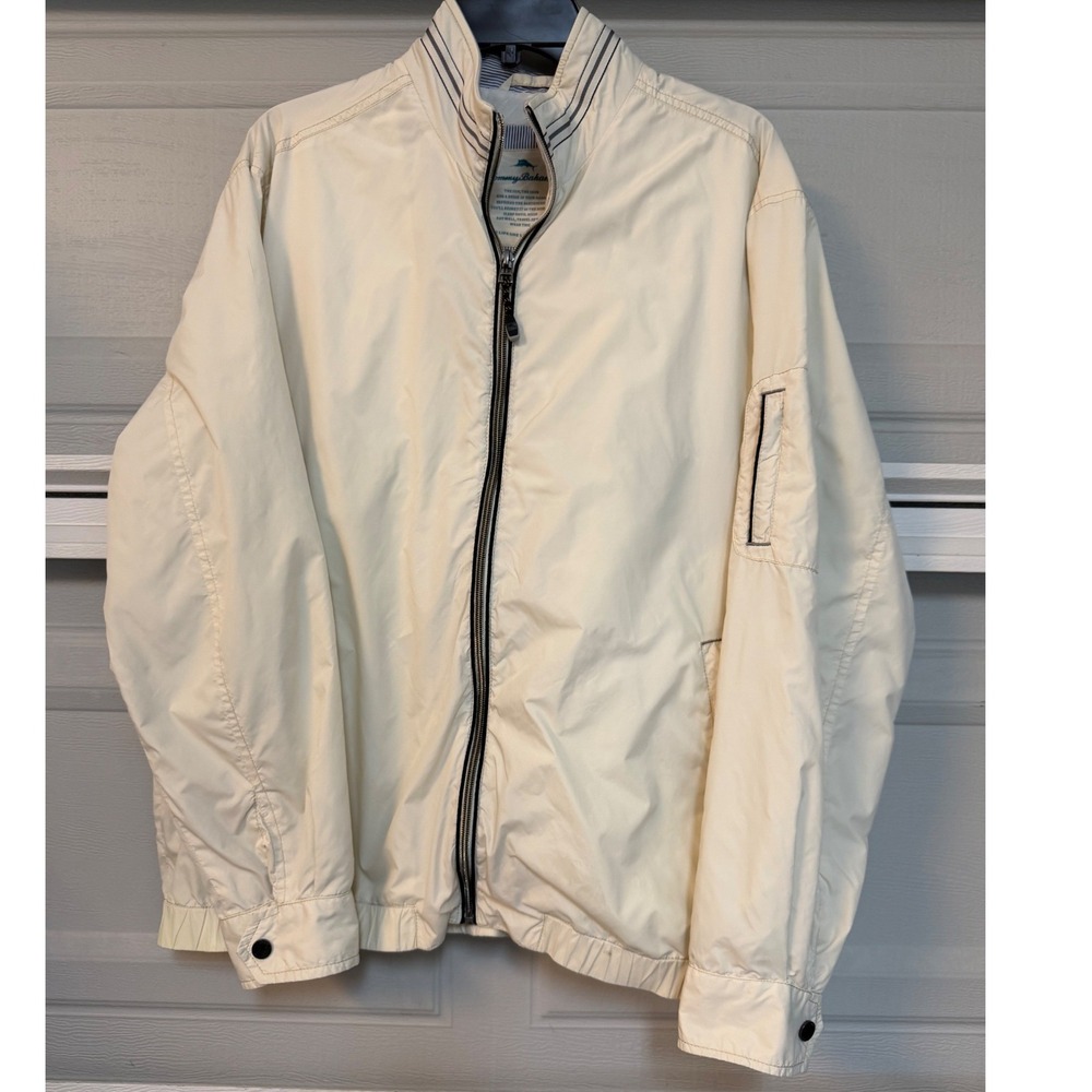 Tommy Bahama Monterey Windbreaker Jacket Mens Medium Bleached Sand T5688